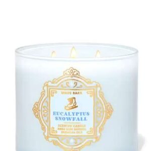 Bath & Body Works, White Barn 3-Wick Candle w/Essential Oils - 14.5 oz - 2021 Christmas & Winter Scents! (Eucalyptus Snowfall)