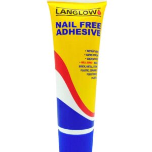 Langlow Nail Free Adhesive Tube 250 Ml, Multi-Purpose Gap Filling Adhesive, High Strength, Flexible Bond For Virtually All Types Of Porous Or Semi-Porous Substrates. Made In UK