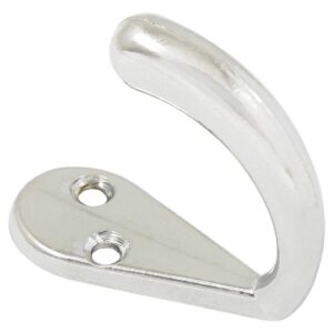 Metal Single Coat Hook Wall Hanger - Chrome Plated, Silver