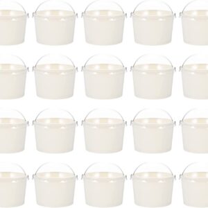 Paper Ice Cream Cups 8 Oz With Lid Disposable , For Hot Or Cold Food,Cups For Sundae, Frozen Yogurt, Soup, White - 50pcs Pieces