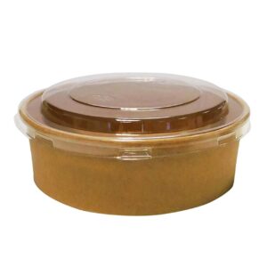 50pcs x 750ml Brown Kraft Paper Salad Bowls Containers With Lids