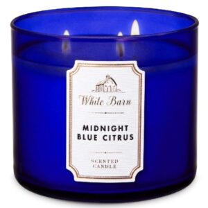 Bath And Body Works White Barn Midnight Blue Citrus Scented 3-Wick Candle 411g with Essential Oil