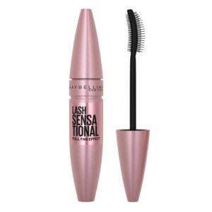 Maybelline New York Volume Mascara, Washable, Full Fan Effect, Long Eyelashes, Clump Free, Lash Sensational, Intense Black
