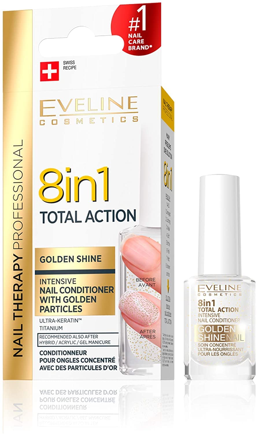 Eveline Cosmetics Golden Shine Intensive Nail Conditioner 8 In 1 Total Action- 12ML