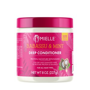 Mielle Organics Babassu & Mint Deep Conditioner with Protein, Moisturizing & Conditioning Deep Treatment, Hydrating Repair for Dry, Damaged, & Frizzy Hair, 8-Ounces