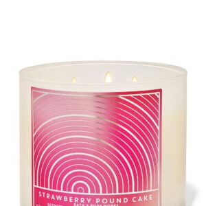 Bath & Body Works and White Barn 3-Wick Candle w/Essential Oils - 14.5 oz - 2021 Core Scents! (Strawberry Pound Cake)